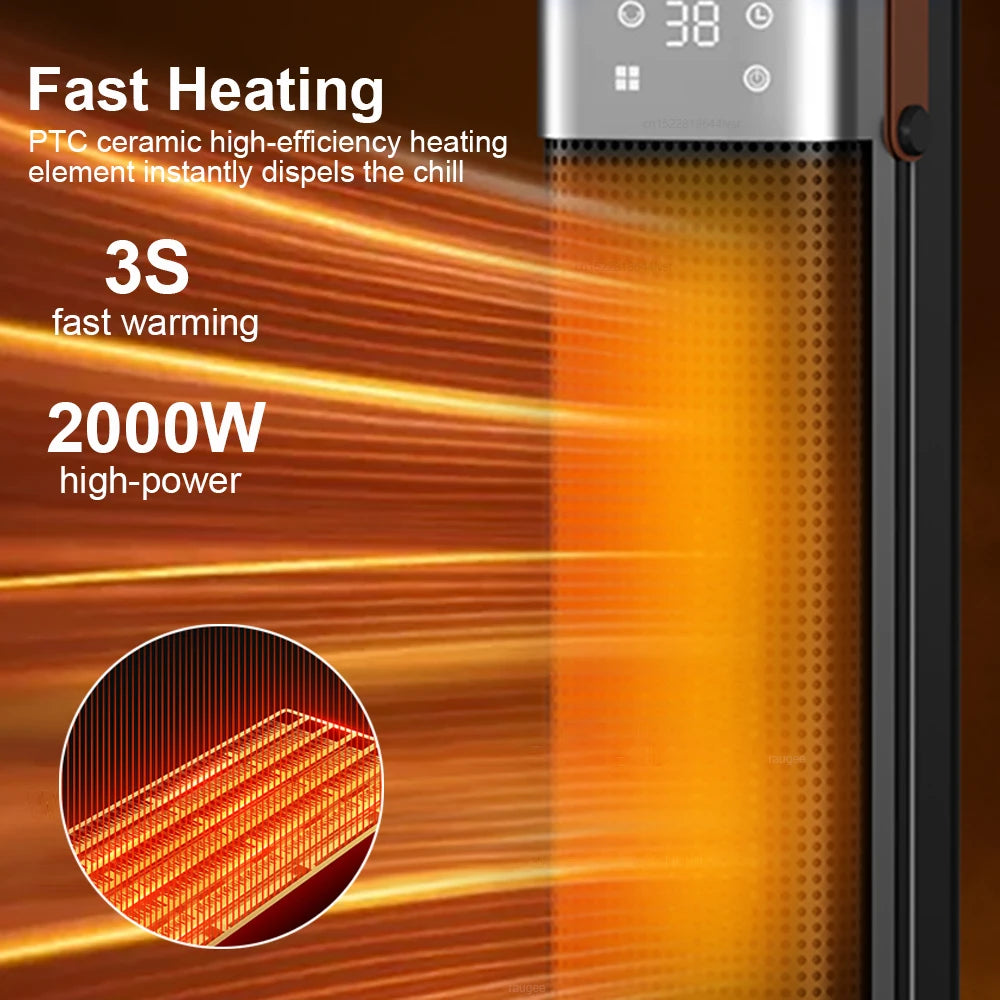 Electric Heater 2000W Heating Fans Portable Electric Space Heater PTC Fan Heater Household Hot Air Blower with Remote Control