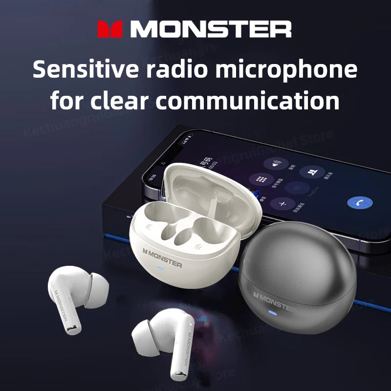 Monster MQT39 TWS Wireless Bluetooth 6.0 Earphones Hifi Stereo Earbuds Noise Reduction Headphones Gaming Sports Headset with Mic