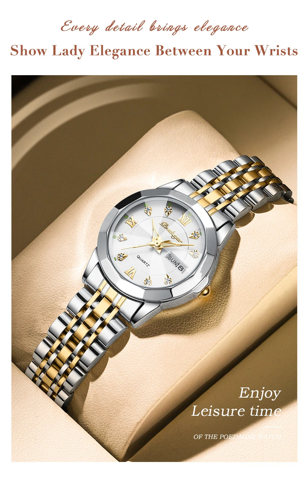 POEDAGAR Luxury Elegant Ladies Watch High Quality Casual Stainless Steel Luminous Waterproof Quartz Women's Watches Dress Clock