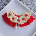 Small Pet Collar Knitted Double-Layer Cherry Cat Necklace Elastic Soft Dog Bibs Pet Scarf Cute Pet Accessories
