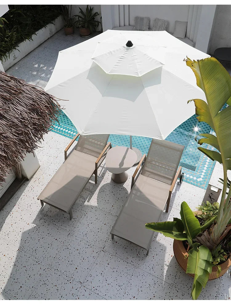 TQH-c13  Outdoor Courtyard Lying Pool Beach Leisure Lounger Waterproof and Sunscreen Hotel B & B Terrace Lying Bed Coffee Table