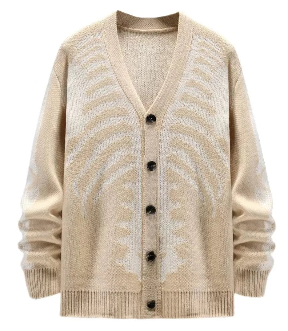 Unisex Knitted Jacquard Pattern Sweaters Spring Autumn Casual Loose Cardigan for Men Women Plus Size Halloween Y2K Cardigans