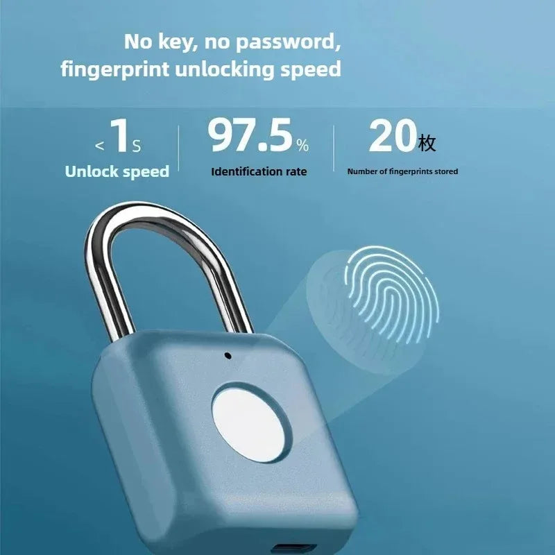 Intelligent Fingerprint Unlock Luggage Cabinet Lock Electronic Lock Head Dormitory Padlock High Security Travel Lock125
