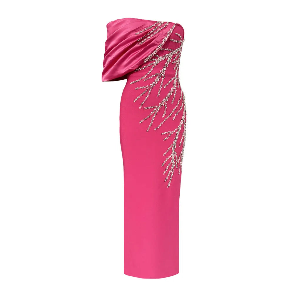 Women Sexy Off Shoulder Bandage Dress Beading Patchwork Clothes Club Party Celebrity Elegant Dresses