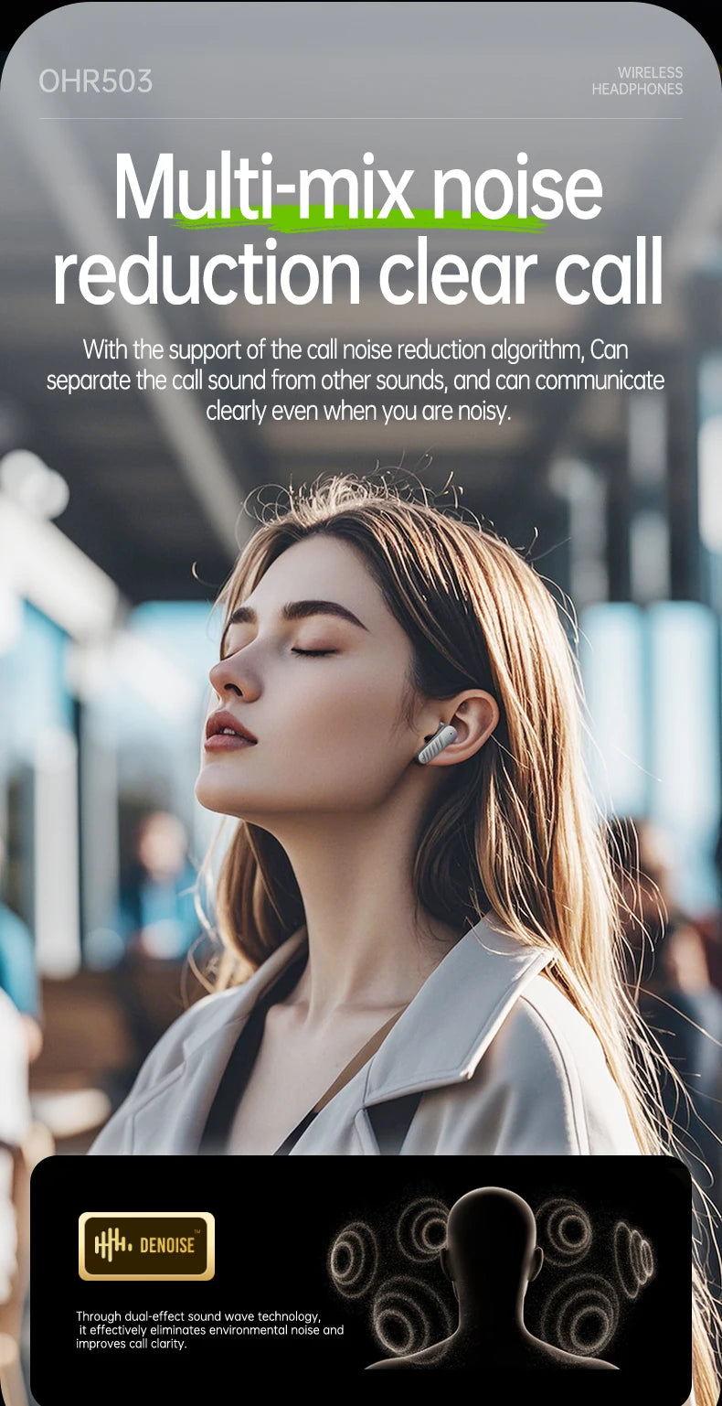 Acer Ohr503 Wireless Bluetooth Headphones with In-Ear Design, High-Definition Sound Quality, Noise Reduction for Calls, Comfortable Fit, Suitable for Sports, Running, and Cycling, Compatible with Mobile Phones and Tablets