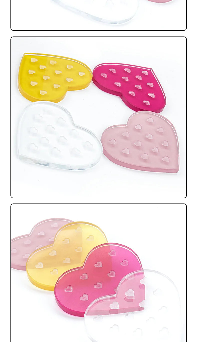 1Pc Heart Shaped Glass False Eyelash Stand Glue Holder Pad Eyelashes Extension Adhesive Pallet Paste Glue Pad Makeup Supplies