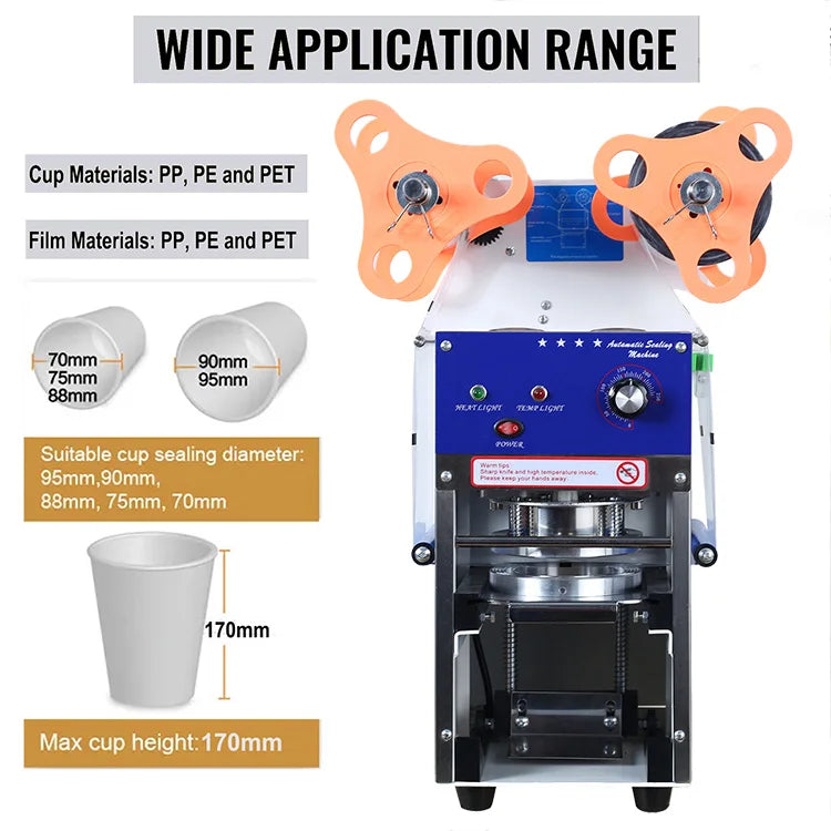 High Quality 98mm 95mm 90mm 75mm 60mm 95 90 mm Mini Small Boba Juice Semi Auto Automatic Cup Sealing Machine Sealer