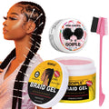 GOIPLE Extreme Hold Braid Gel-Styling Hair Wax for Cornrows, Locs, Twists and Fashionable Braids & Edge Control Gel & Brush 3pcs