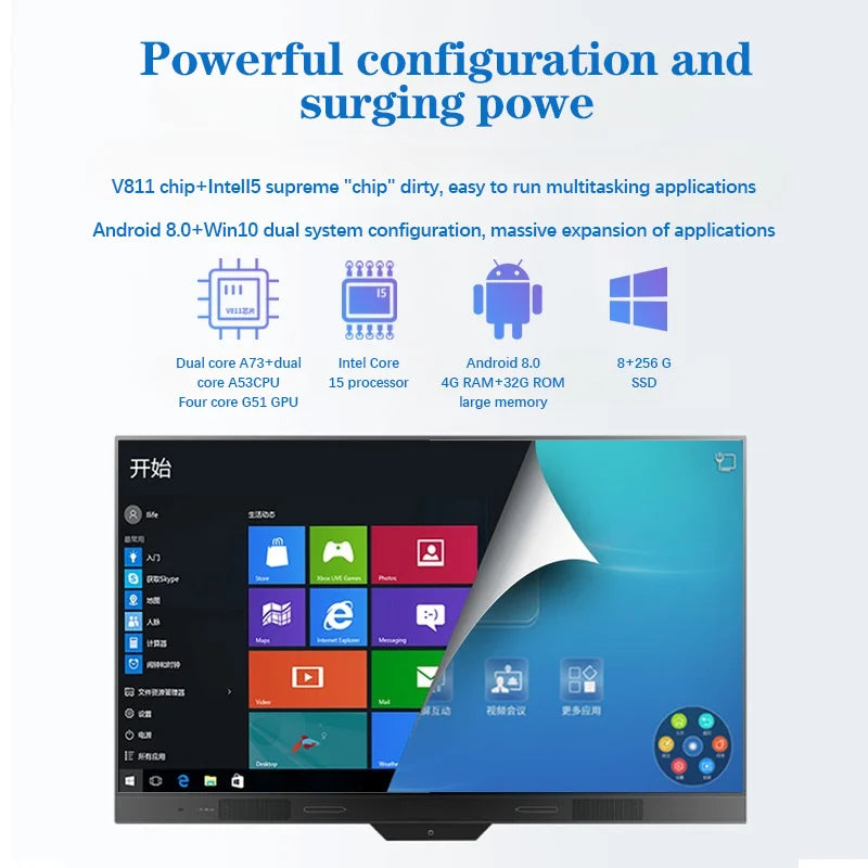 75 85 Inch 4K Android Interactive Flat Panel 20 Points Multi Touch Screen Aluminum Frame Smart Whiteboard