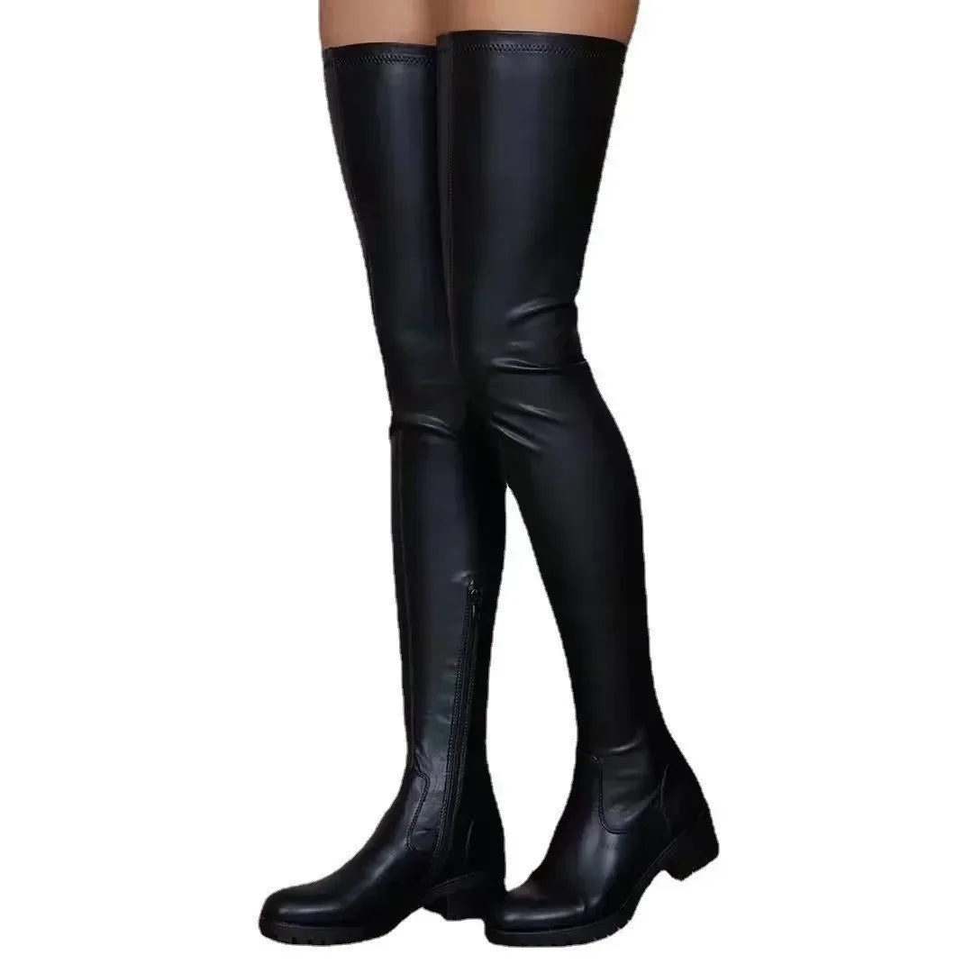 Women's Boots Trend 2024 Autumn Winter Over-the-knee Side Zipper Sexy Nightclub Long Shoes for Women Plus Size 44 Flat New Style
