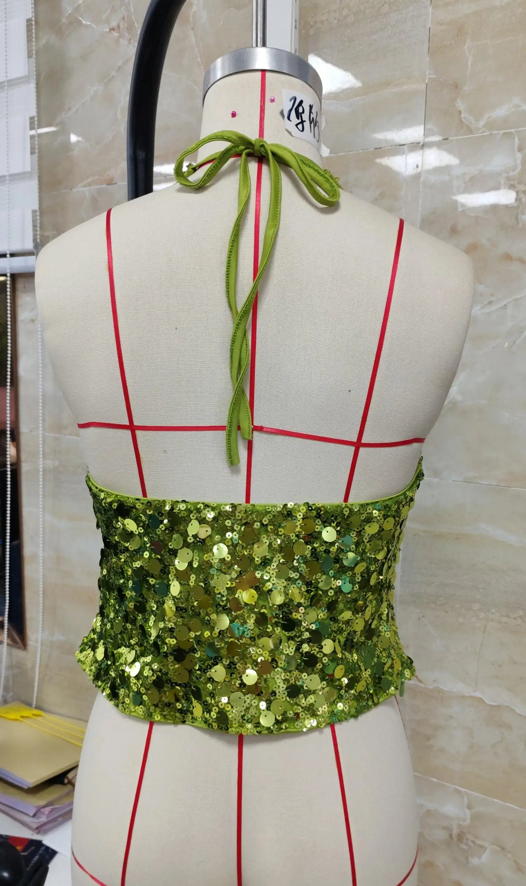 Women Low-Cut Y2K Sequins Crop Tops Halter Neck Tie Backless Tank Top Summer New Sexy Nightclub Party Clothes