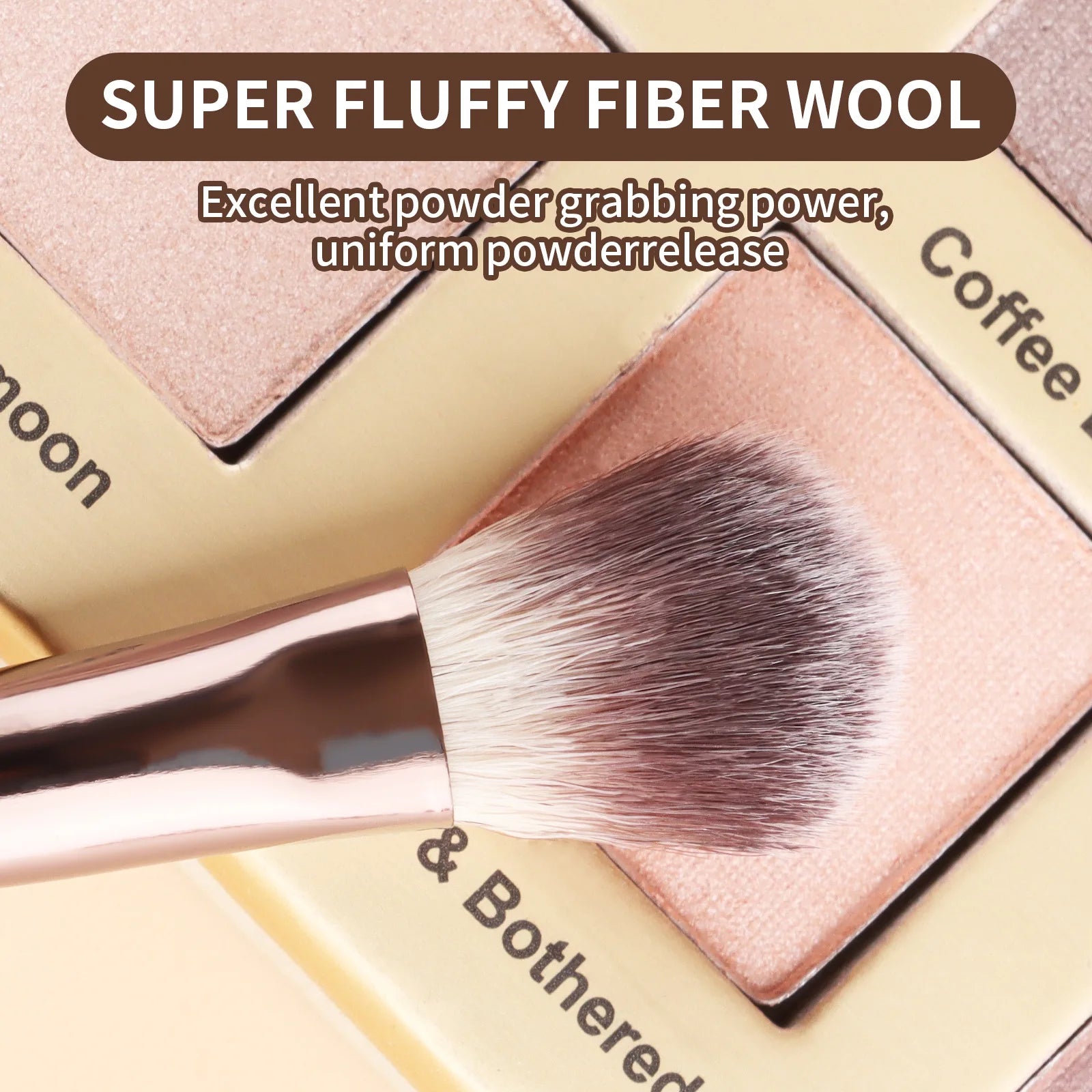 7 double-ended makeup brushes, loose powder brush, foundation brush, eyeshadow brush, eyebrow brush, soft hair beauty tool.