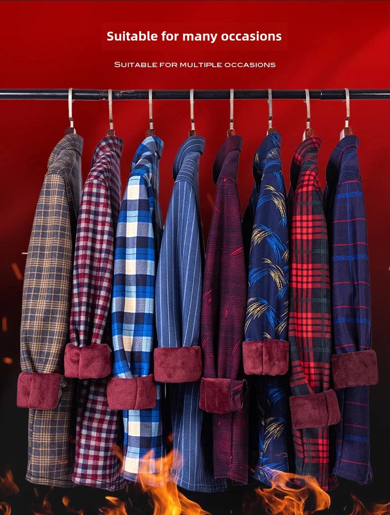 Men's long-sleeved shirt with double-sided fleece thickened warmth, 8XL, 9XL, casual winter fashion, versatile for the street