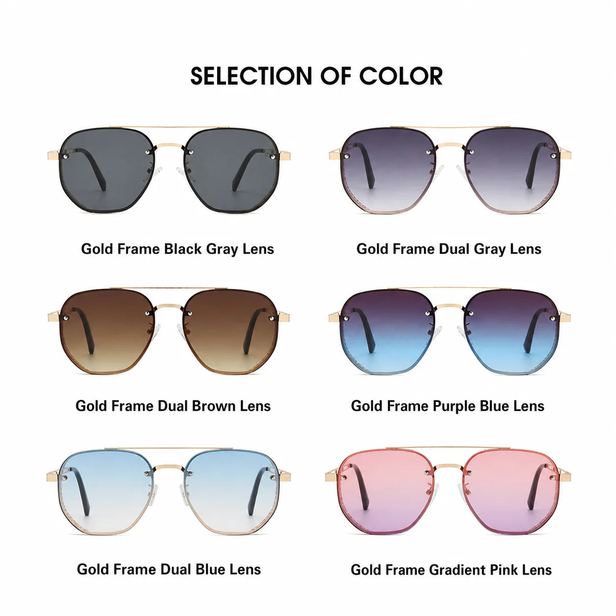 KLASSNUM Metal Frame Sunglasses Korean Oversized Sun Glasses Full Rim Eyeglasses Retro For Outdoor Driving Adult Women Goggle