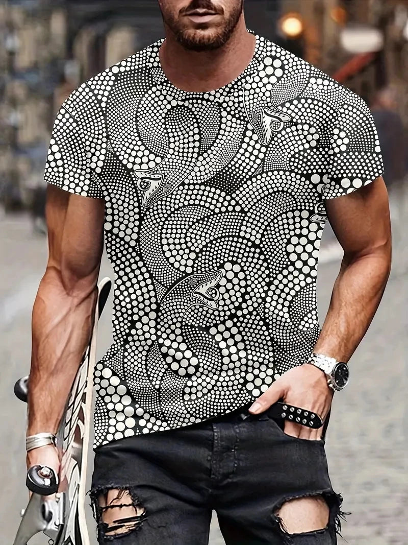 Men T-shirt 3D Print Snake Graphic T-shirt Men Fashion Summer Casual Daily Streetwear O Neck Short-sleeve T-shirt Scale Men Tees