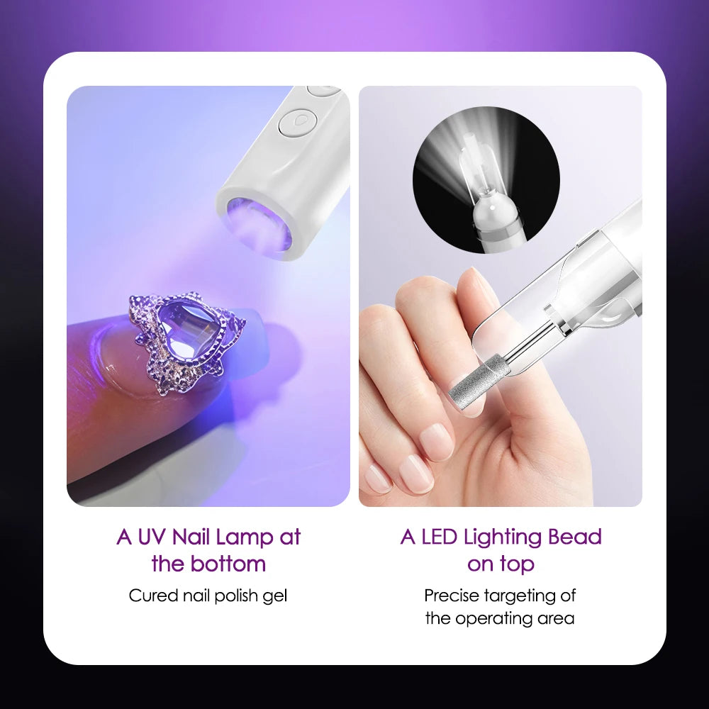 New 45000RPM Professional Electric Nail Drill Machine Low Noise Rechargeable Nail File Nails Accessories Gel Nail Polish Sander