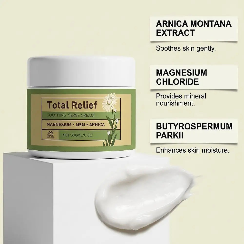 Natural Nerve Relief Cream With Magnesium Arnica Gentle Plant-Based Body Butter For Soothing Skin Care