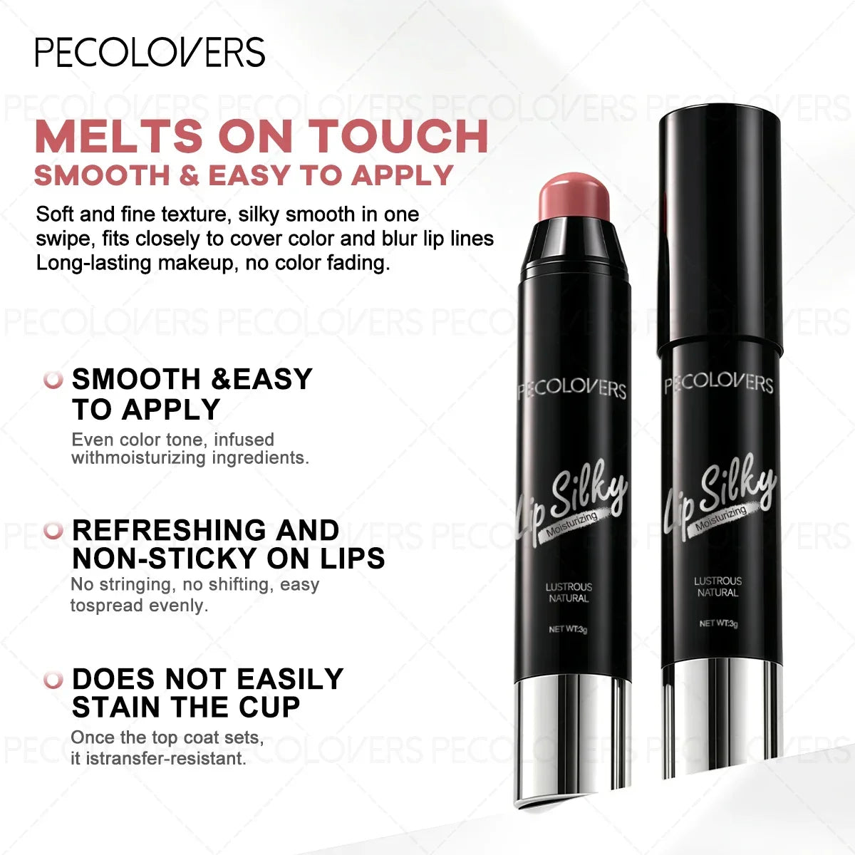 1PC Creamy Long-lasting Lipstick, Waterproof, Natural Moisturizing Lip Balm Pen, Non-stick Cup, Suitable for Date/Daily Needs