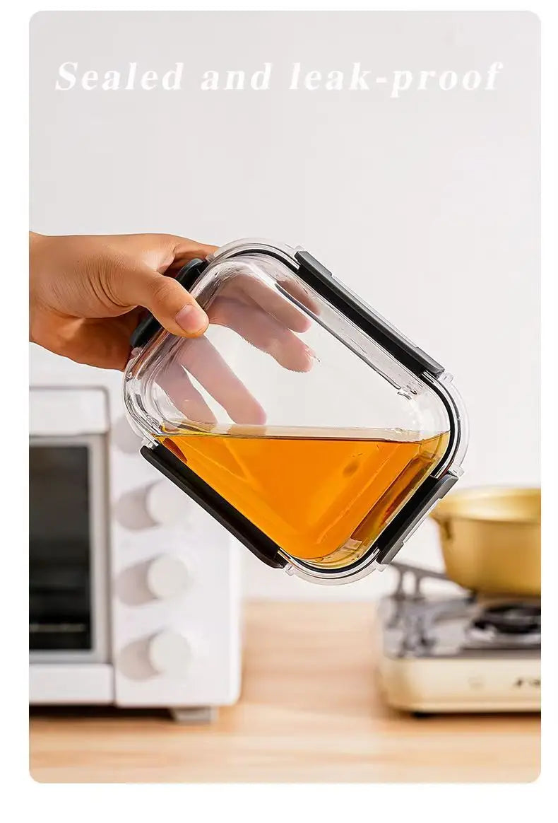 Rectangular Glass Lunch Box Microwave Safe Fresh Preservation Box for Office Workers with Lid Food Storage Containers Bento Box