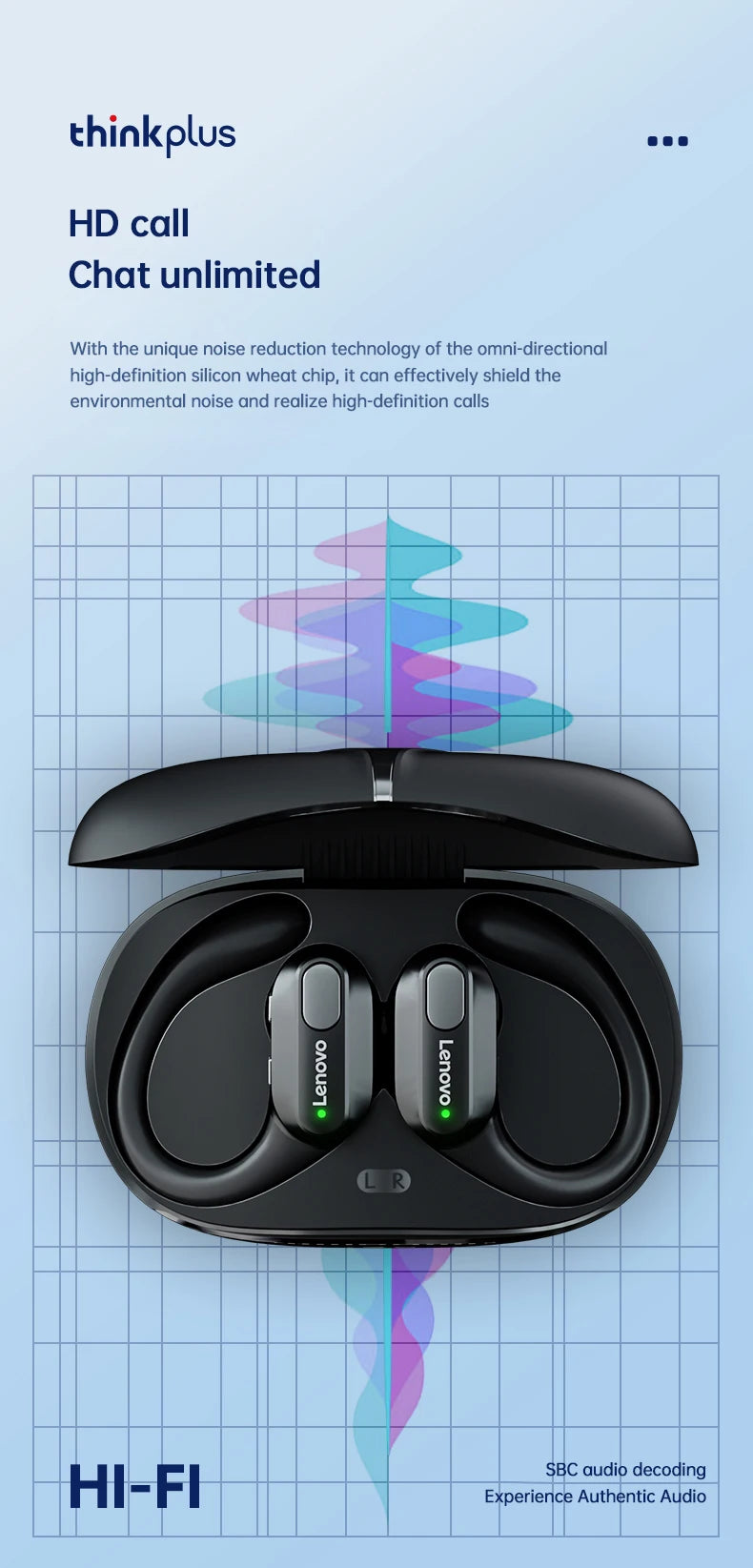 Lenovo XT80 Sports Wireless Earphones with Mics,Button Control, LED Power Display,Hifi Stereo Sound APP AI Translator Headset