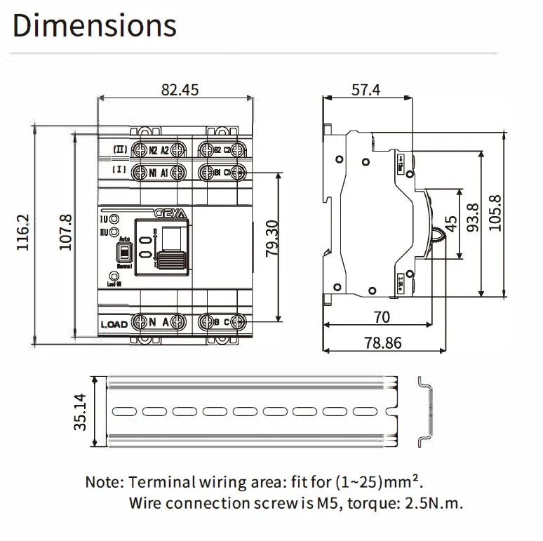 GEYA G2R Din Rail 2P 63A ATS Dual Power Automatic Transfer Switch Electrical Selector Switches Uninterrupted Power 63A 110V 220V
