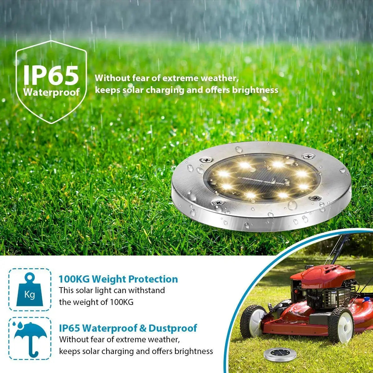 8/20 LED Solar Power Disk Light Outdoor Garden Solar Underground Light Deck Light Spotlight Buried Solar Led Lamp Garden Decor