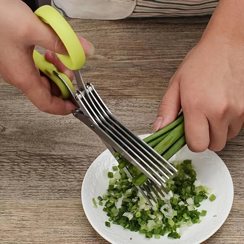 1/2pcs 5-layer Scallion Scissors Stainless Steel Multifunctional Shredded Paper Cutter Vegetable Onion Shears Kitchen Gadgets