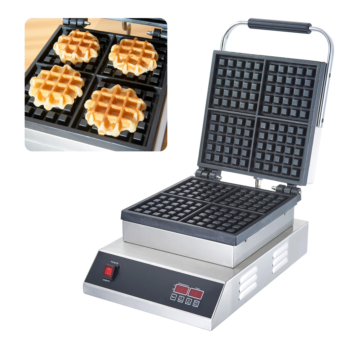 Croffle Maker Commercial Honeycomb Shape Waffle Making Machine Electric 4 Slice Square Waffle Maker