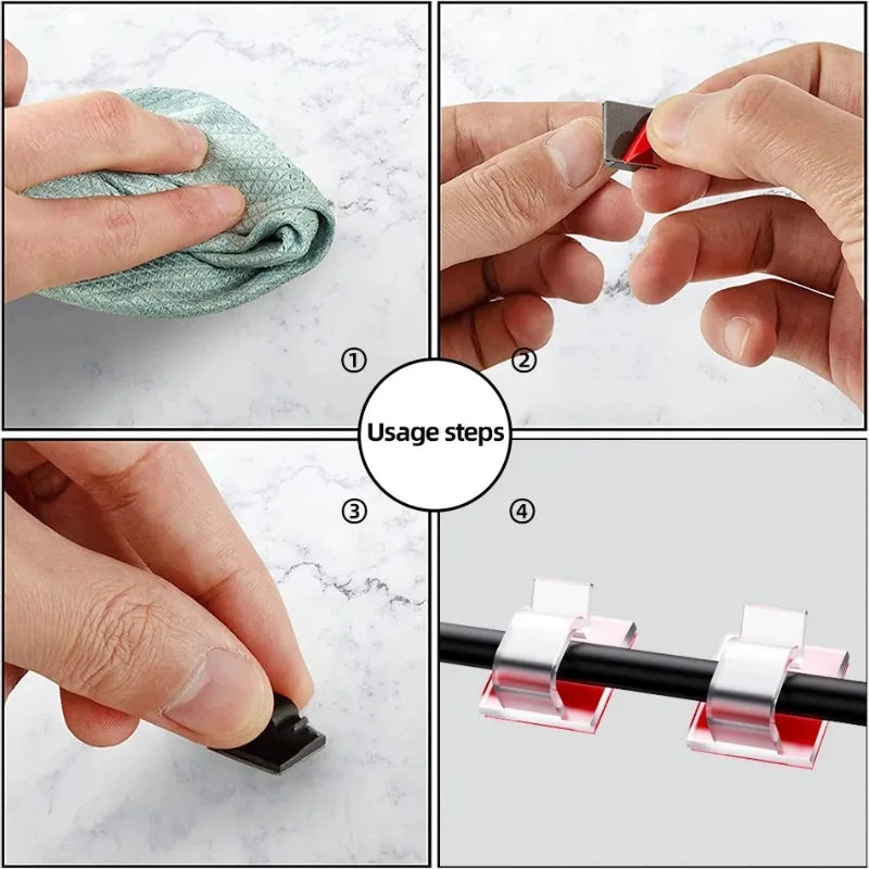 10/20/50PCS Cable Organizer Clips Wire Winder Holder Earphone Mouse Cord Clip Protector USB Cable Management Clips Wire Manager