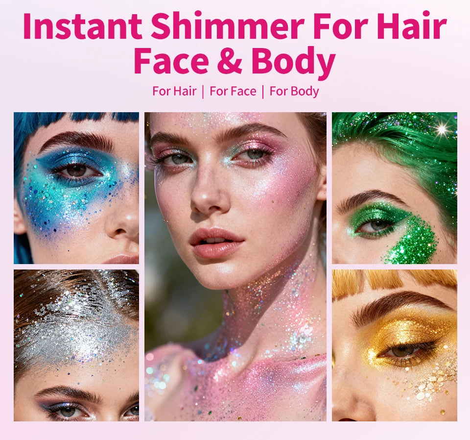 Sparkling Sequins Glitter Gel Stick Mermaid Sequin Body Glitter Gel Cosmetic Hair Glitter Festival Makeup for Christmas Party