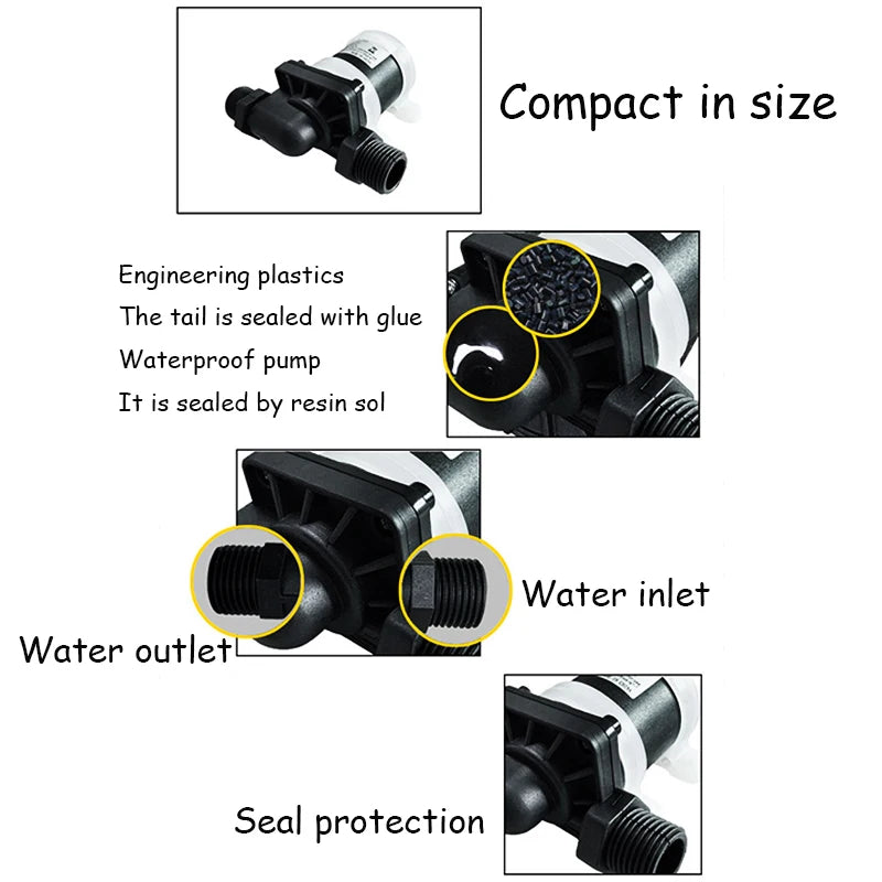 High Temperature Water Pump 12/24V DC Multifunctional Brushless DC Pump Booster Warm Air Water Cooled Circulation Pump 1/2" DN15