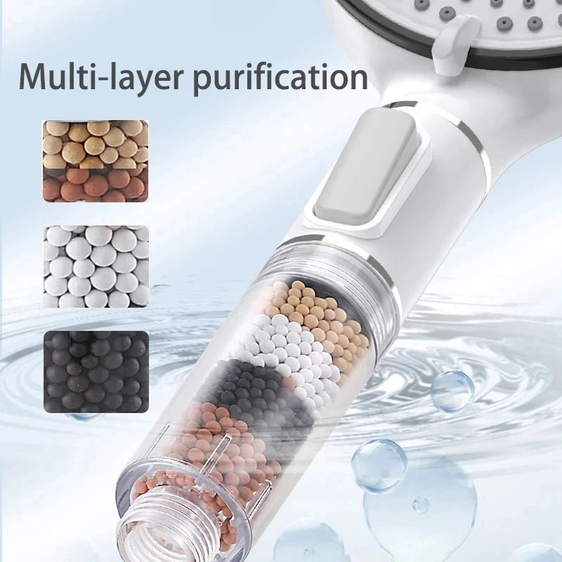 5 Modes High Pressure Shower Head Anti Limestone Filter Hygienic Remove Calcario Shower with Holder and Hose Bath Accessories