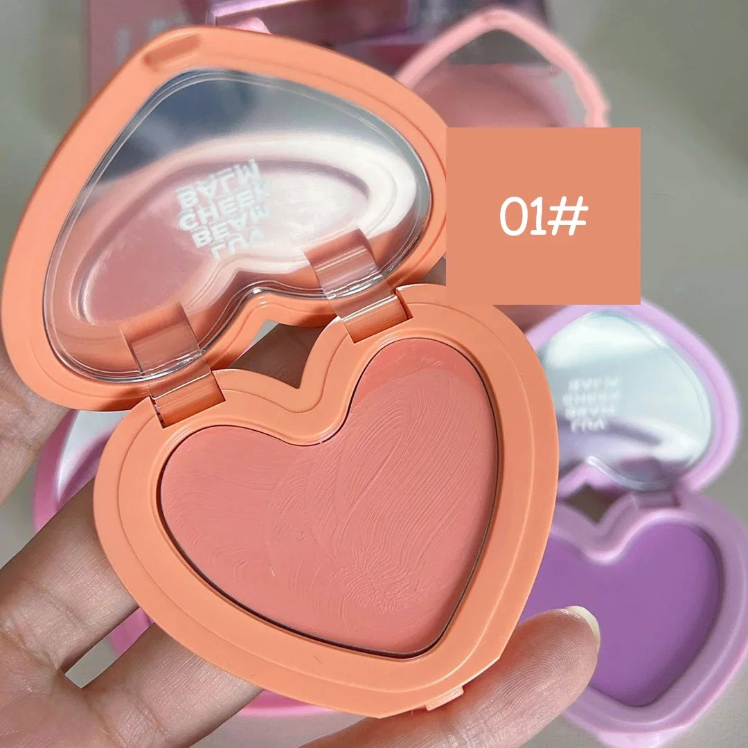 Love Air Cushion Powder Blusher with Mirror Red Rouge Matte Whitening Waterproof Makeup Cheek Tint Contour Peach Blush Cream