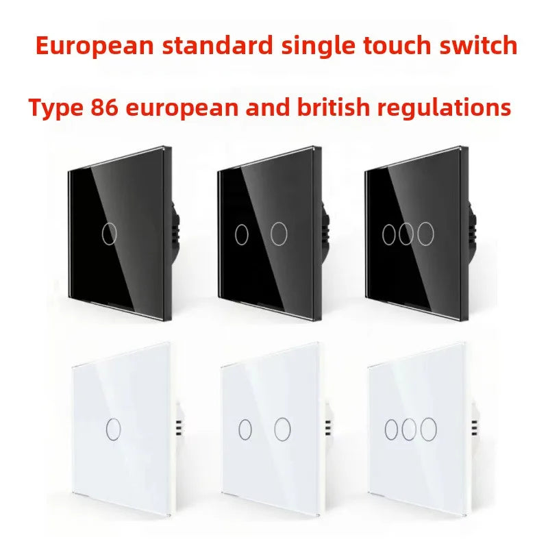 Backlight Panel Touch Switch AC100-240V Led Tempered Crystal Glass Wall Light Sensory Switches 1/2/3 Gang Interruttore