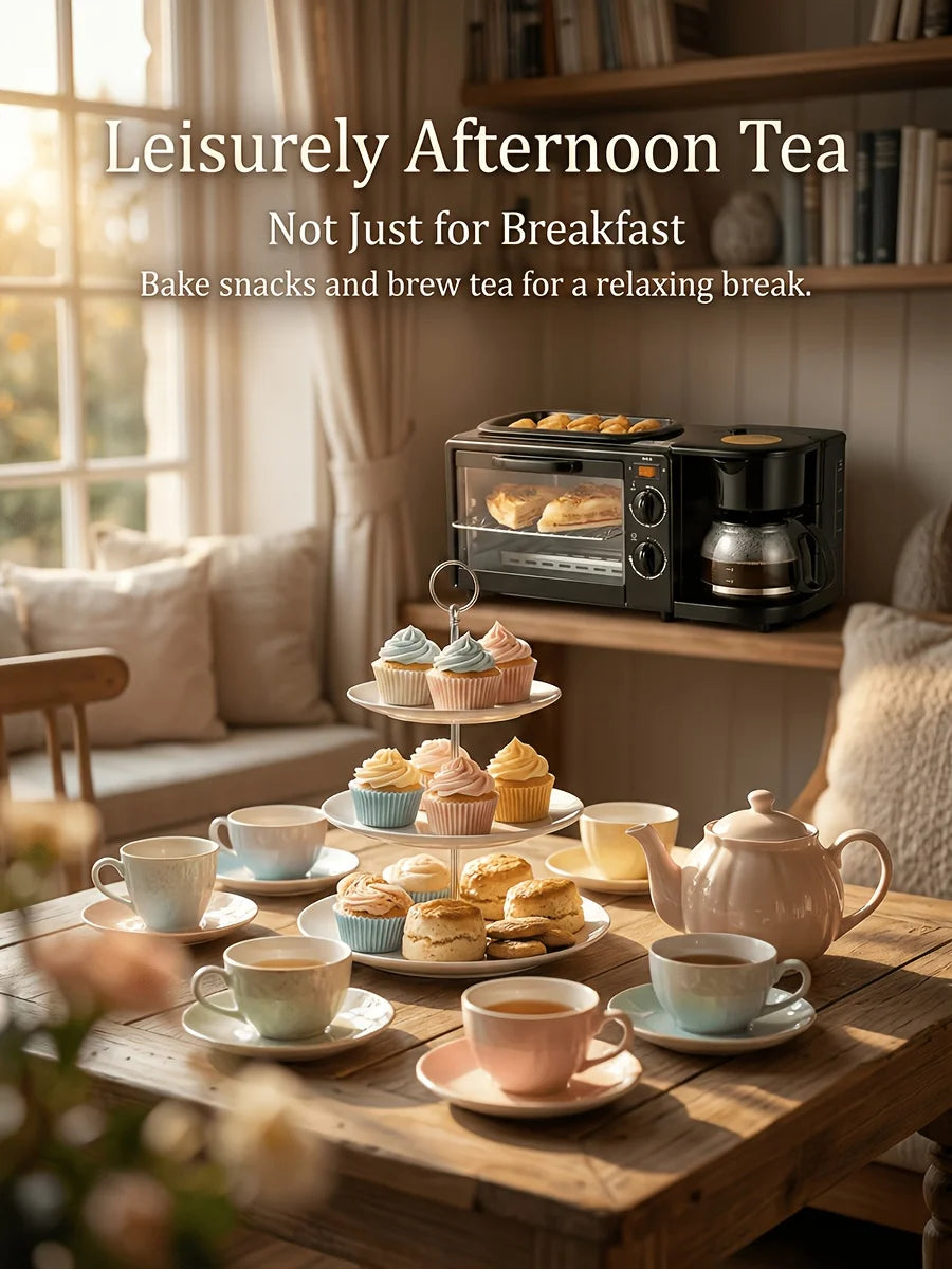 Breakfast Maker, Toaster, Sandwich Oven, Coffee Maker, Small Appliances 3-in-1 Multifunctional Home Toaster