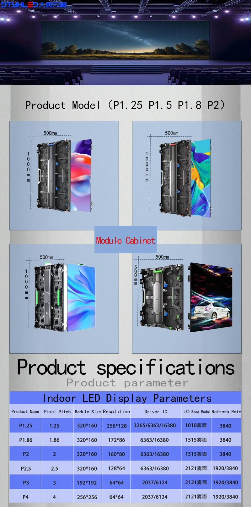 Energy Saving Indoor 3840Hz Refresh Rate SMD LED Video Wall Screen Commercial Use Digital Signage LED Display Panel HDR 3500cd