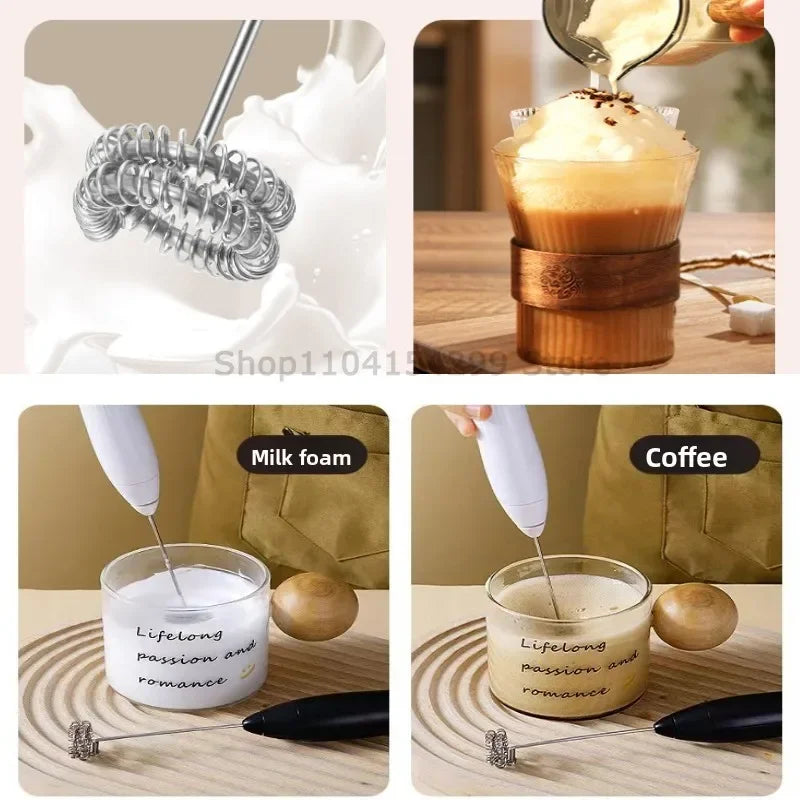 MINI Milk Frother USB Rechargeable 3 Speeds Foam Maker Coffee Whisk Mixer Electric Handle Blender Egg Beater