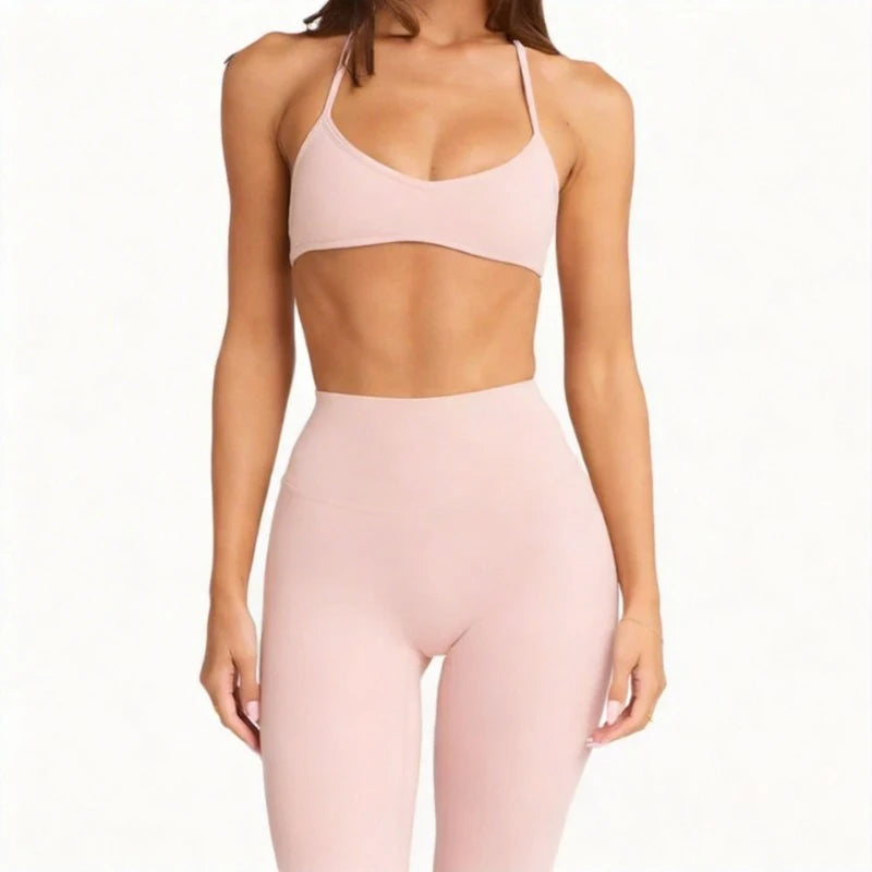 2PCS Yoga Suit Sports Set Gym Set Women Tracksuit Running Workout Clothes Halter Sports Bra Leggings Athletic Wear Yoga Clothing