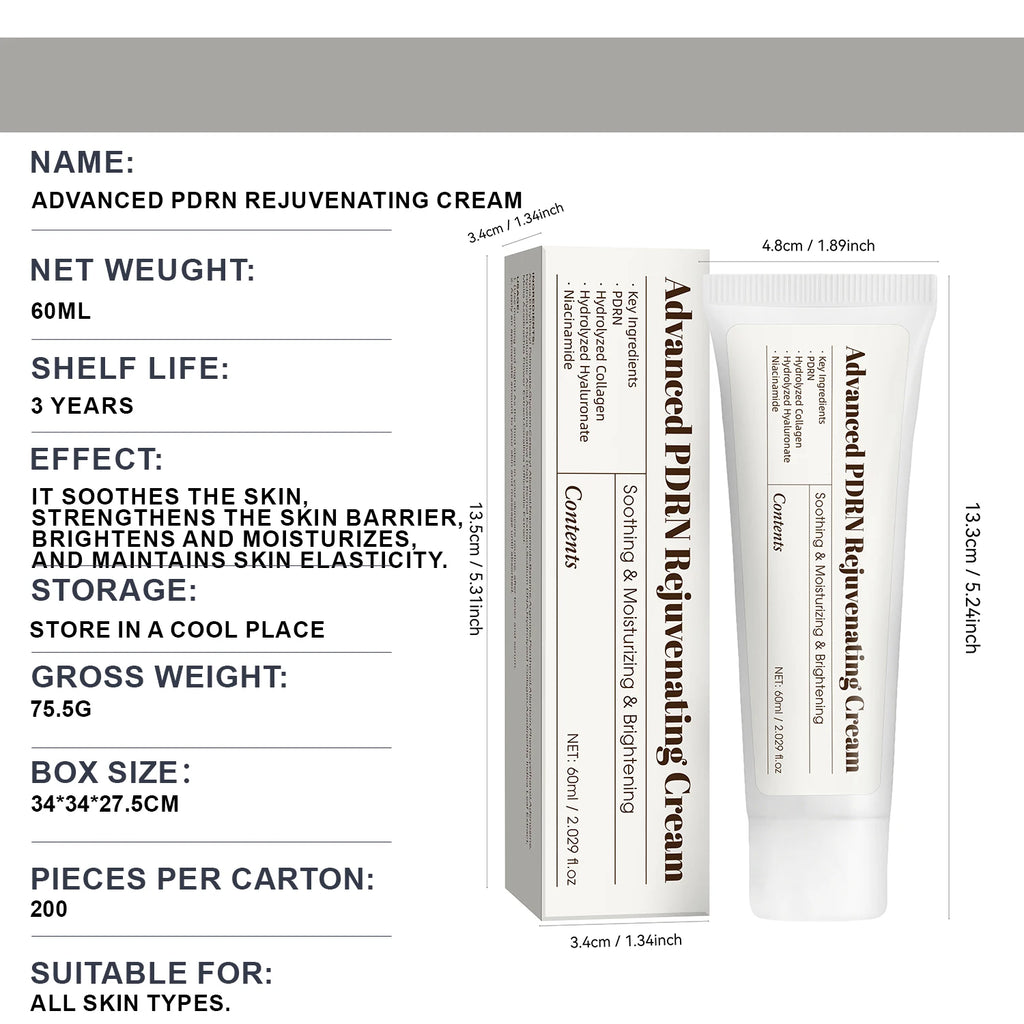 Advanced PDRN Rejuvenating Cream, Salmon DNA PDRN Face Moisturizer for Firming Skin, Women's Face Cream for Glow Skin, 60ML