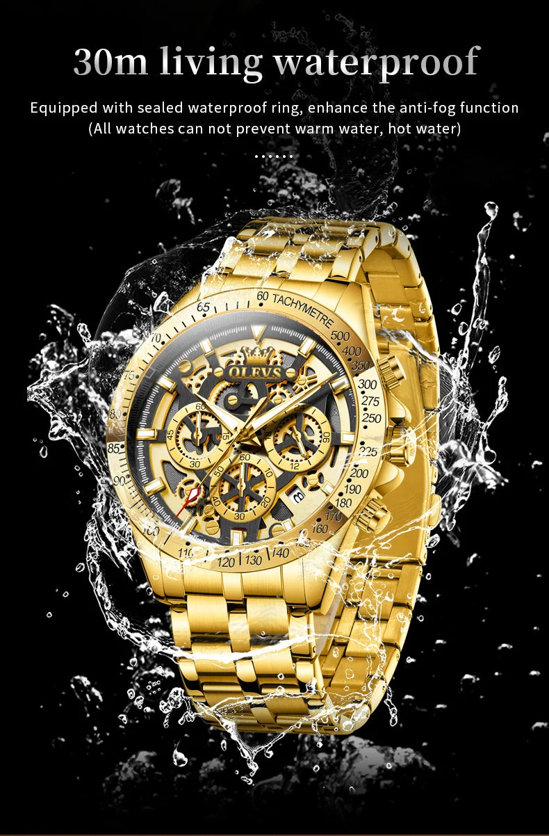 OLEVS 9913 Mens Watch Quartz Watch Classic Multifunctional Business Watch For Men 30m Waterproof Luminous Box Gift