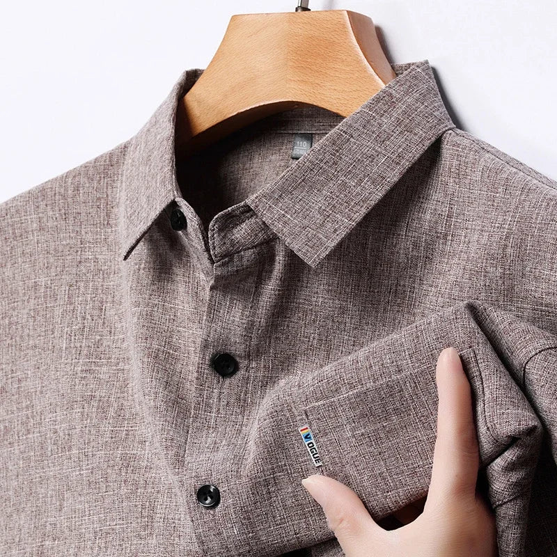 New Men's Business Casual Short Sleeved Printed Shirt with Wrinkle Resistance No Ironing Comfortable All Season Versatile Top