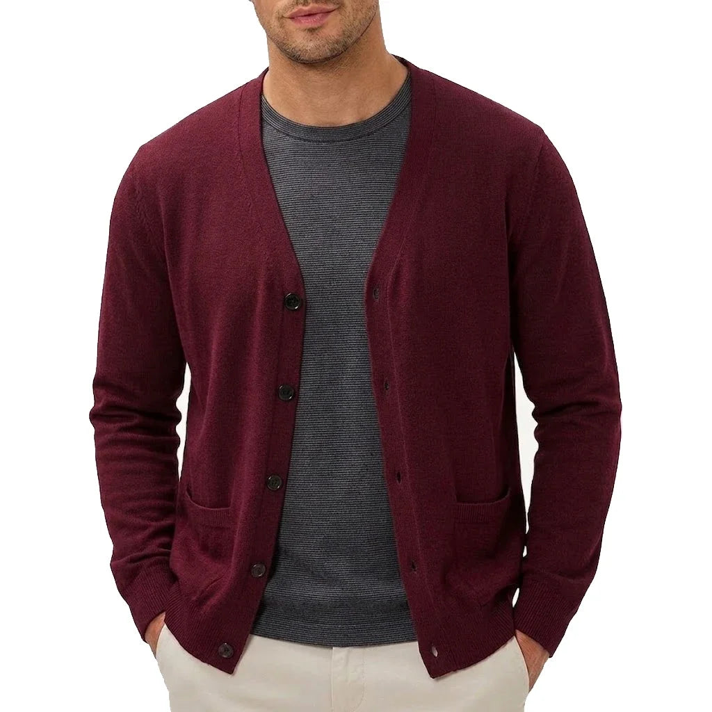 Mens VNeck Knit Open Cardigan Jumper Button Front Long Cozy Outer Garment Jacket Oversized Fit Winter Sweat Tops with Pockets