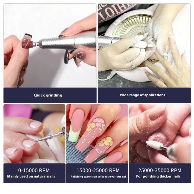 35000 RPM Rechargeable Nail Drill Machine Professional Portable Electric Manicure File For Nails Gel Polish Remove Grinding
