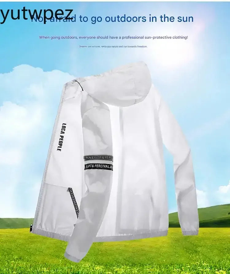 UPF50+ Summer Sun Protection Clothing Men's Casual Waterproof Quick-drying Bicycle Hooded Jacket Hiking Thin Skin Windbreaker