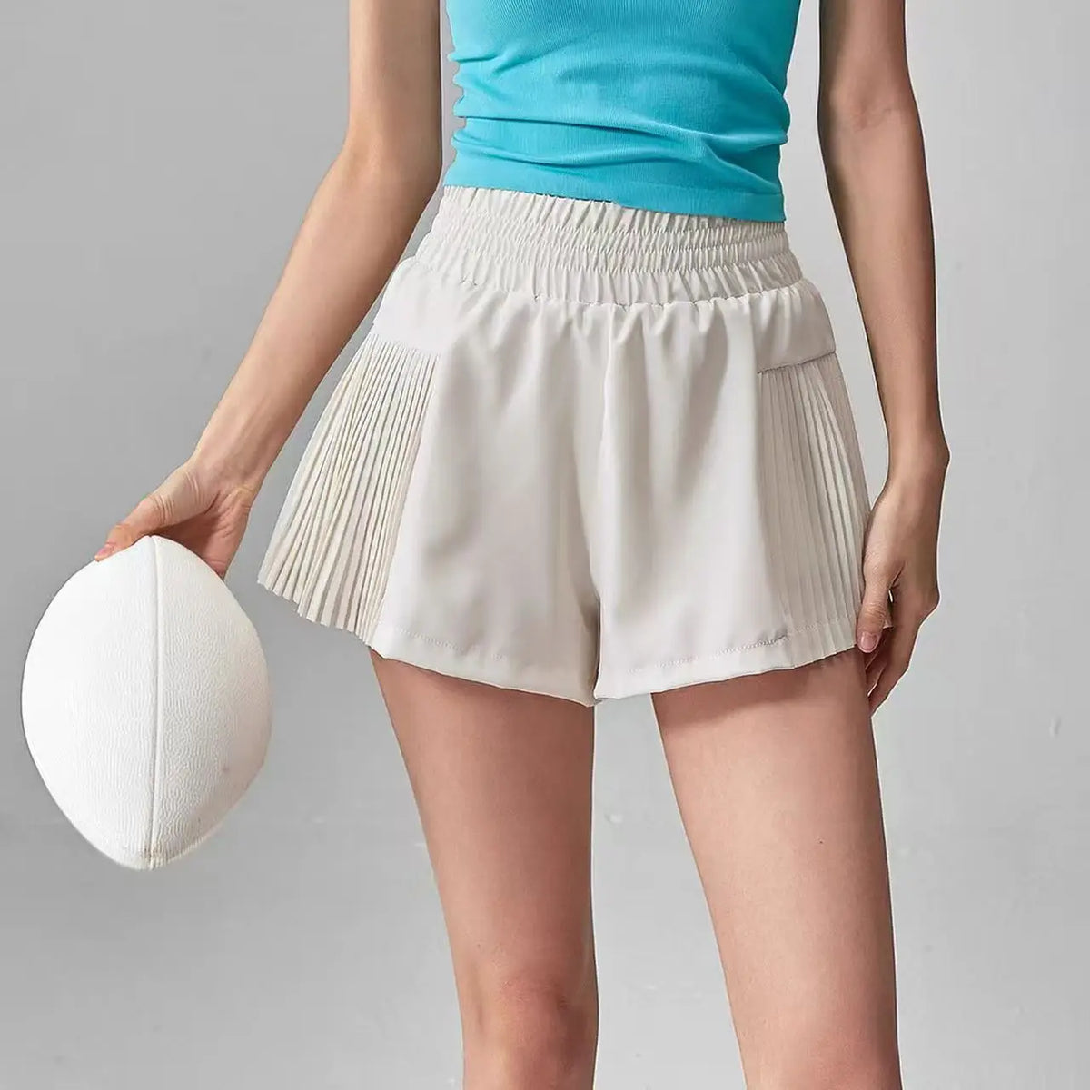 Women's Yoga Shorts Fake Two-Piece Loose-Fit Anti-Exposure Breathable Quick-Dry Running Fitness Sports Cropped Pants with Pocket