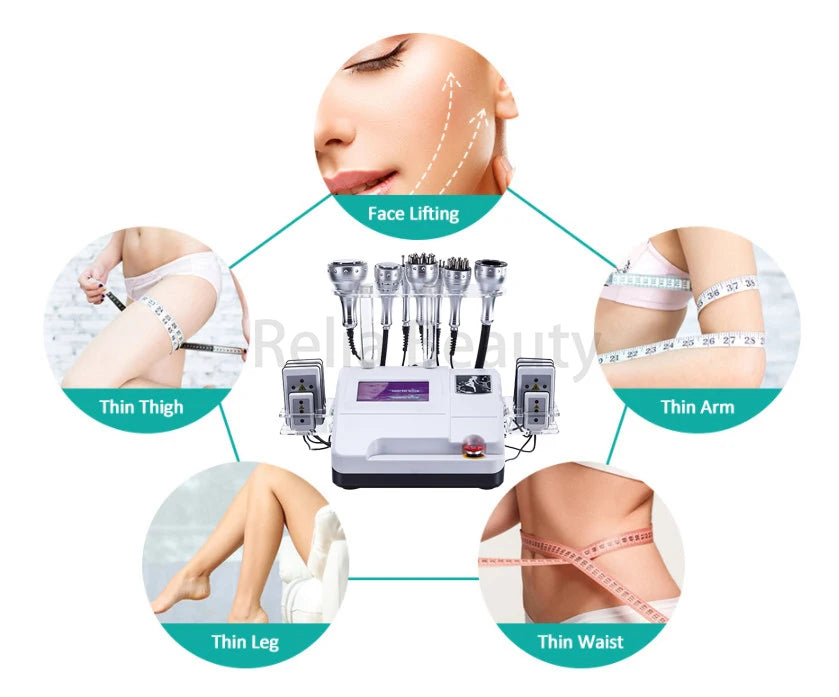 New 8 In 1 Vacuum Facial Massager 40k Ultrasonic Fat Cavitation Cellulite Reduction Liposuction Weight Loss Slimming Machine Spa