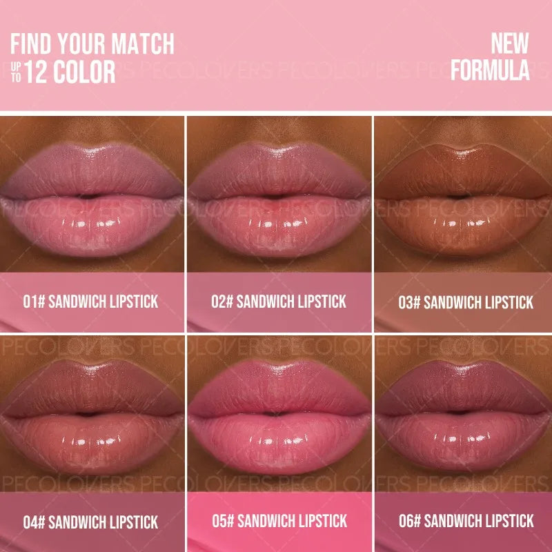 Sandwich Lipstick Pen, Moisturizing Lip Gloss, Long-lasting, Non-drying, Multi-color Options, Lip Cosmetics