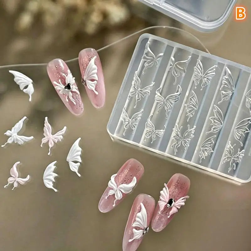 Nails DIY Design Rose Flower Nail Mold Stamping Plate Manicure Mold 3D Mini Silicone Mold Butterfly Wings Nail Art Decorations