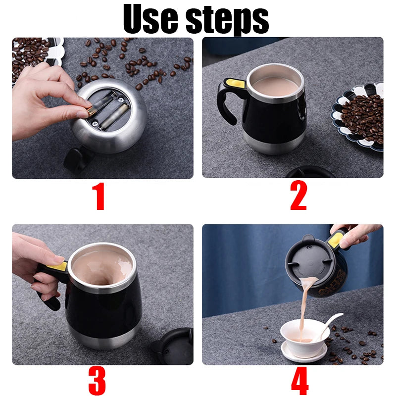 450ML Automatic Stirring Electric Mixing Cup Coffee Milk Self Stirring Mug Stainless Steel Thermal Smart Double Insulated Cup