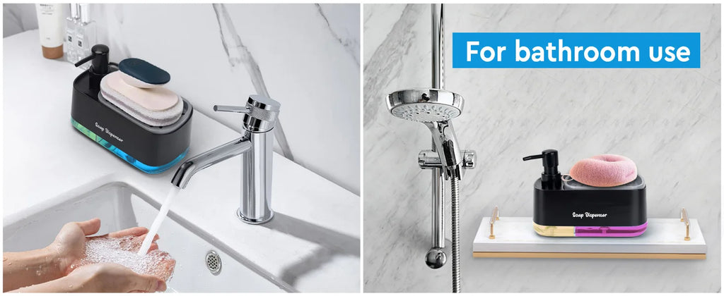 Kitchen Sink Organizer Set 3-in-1 Soap Dispenser with Dual Pump and Sponge Holder Space-Saving Cleaning Storage for Countertops